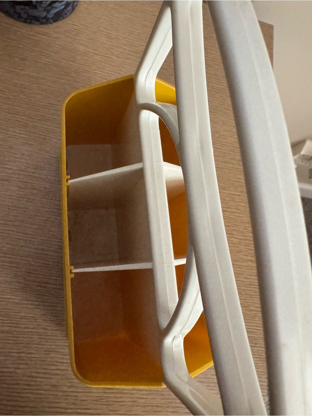 70s Vintage Yellow & White Plastic Utensil/Accessory Caddy - Picture 9 of 9